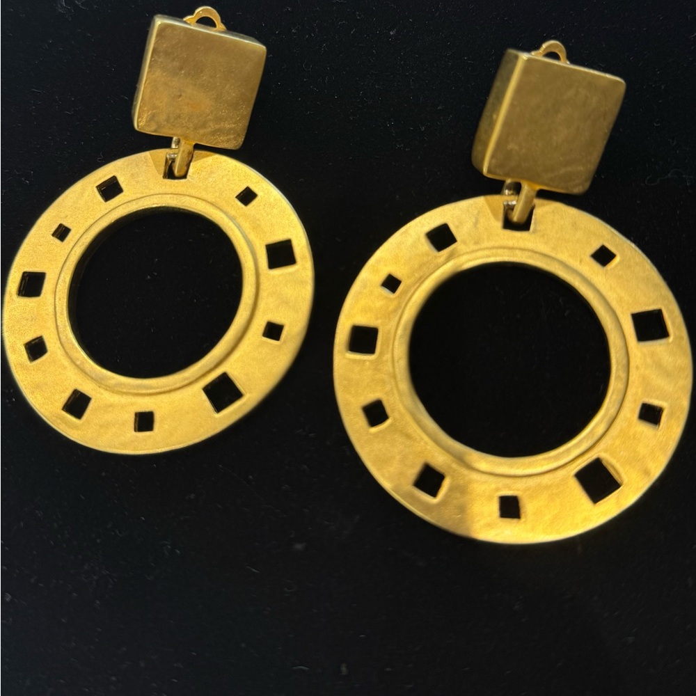 Karl Lagerfeld Matte Goldtone 80’s Vintage Earrings